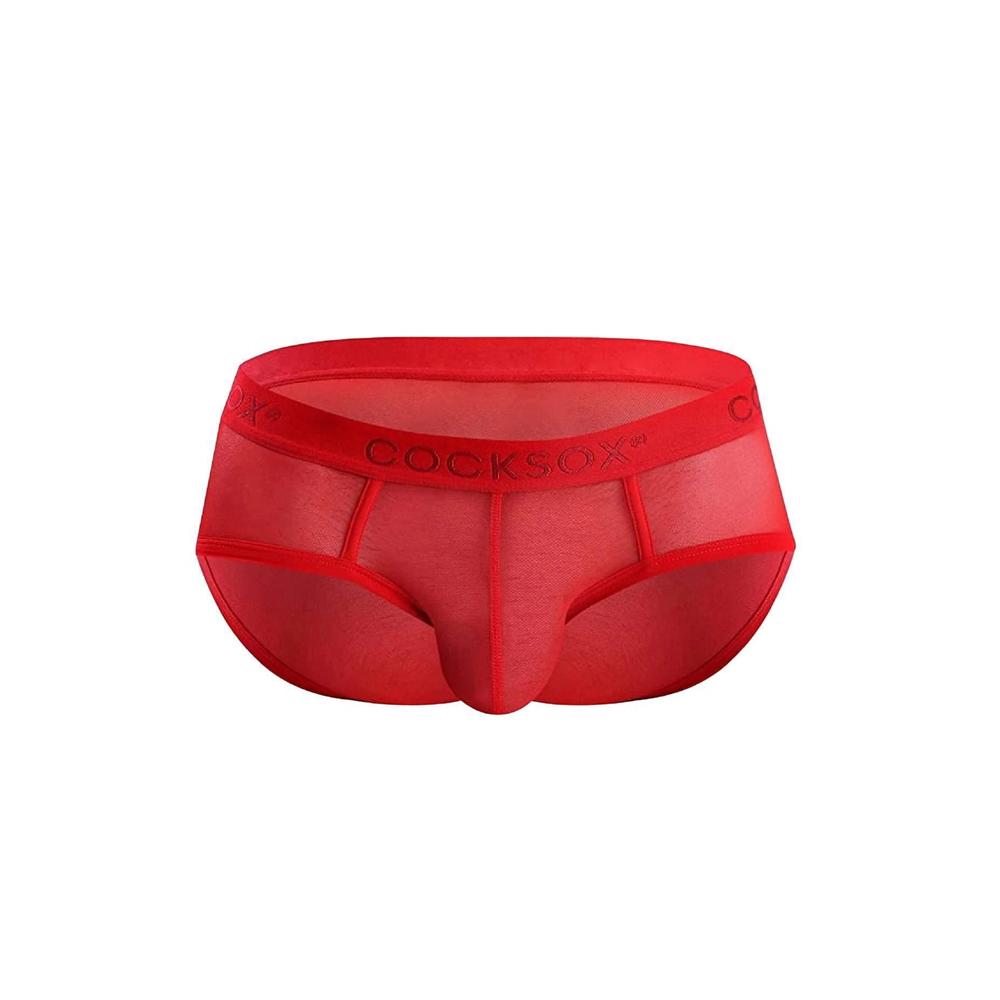 NEW COCKSOX men's mesh sports brief in fiery red